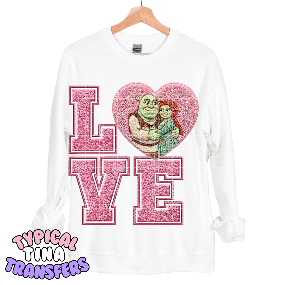 Green Swamp Monster and princess Faux Patch | DTF Transfers | POD