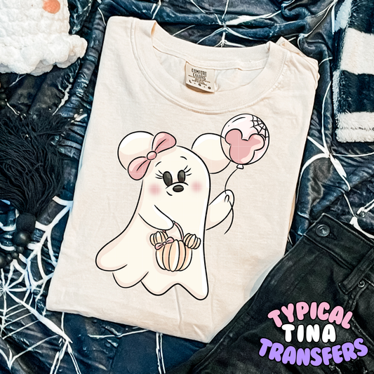 Min Ghost with balloon | DTF Transfer | 15" Adult