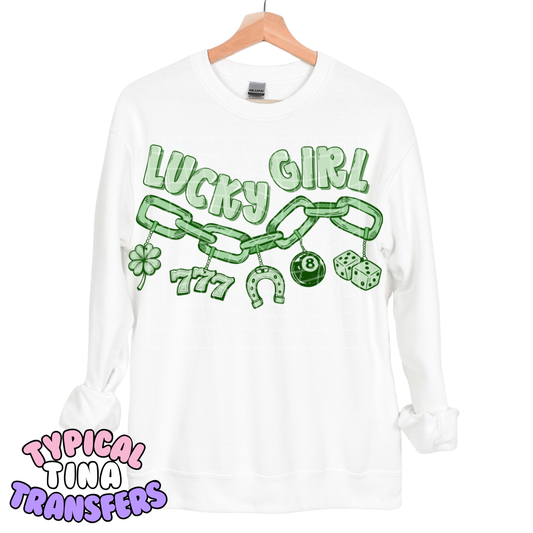 Lucky Girl (green chain) | DTF Transfers | POD