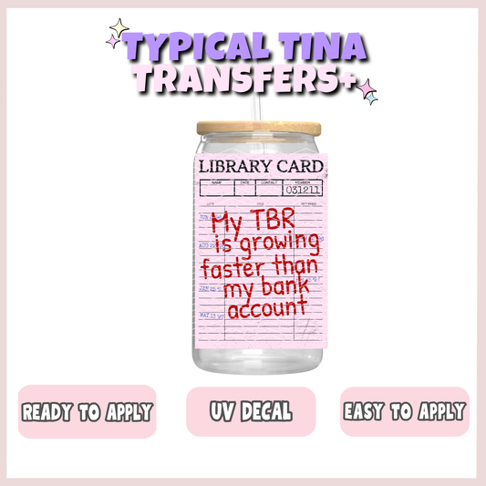 Library card - TBR growing | UV decals | POD