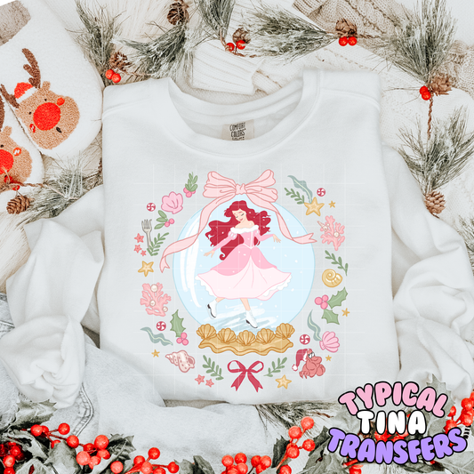 Christmas Mermaid with florals | DTF Transfer | POD