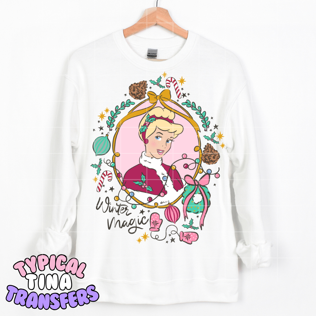 Holiday Princess Frames - with florals | DTF Transfer | POD - pick the design