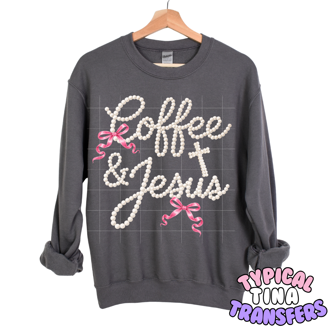 Coffee & Jesus in pearls | DTF Transfers | POD