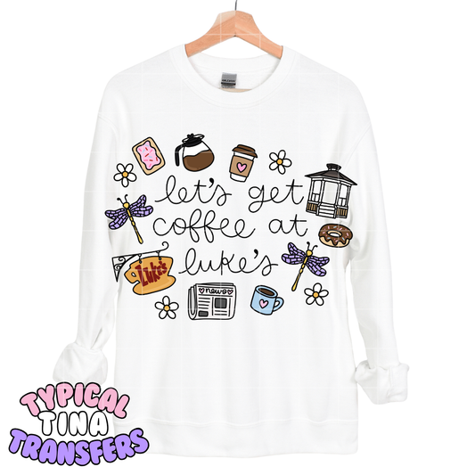 Let's get coffee at Luke's | DTF Screen Print | POD