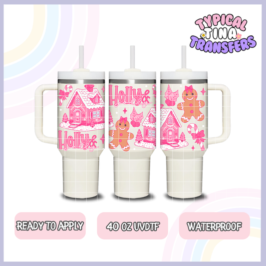 Holly Jolly Pink christmas | 40oz UVDTF Wrap | POD