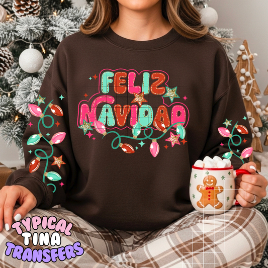 Feliz Navidad christmas lights | DTF Transfer | POD
