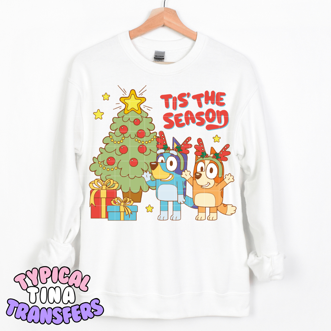 Blue Pup Sisters Tis the Season |  DTF Transfer | POD