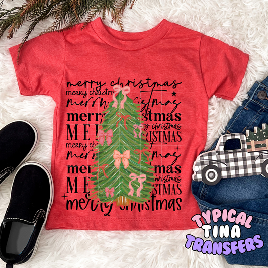 Merry christmas ribbon trees | DTF Transfer | POD