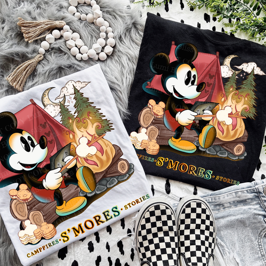 M Mouse camping smores | DTF Transfer | POD