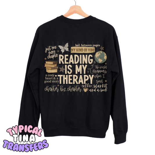 Reading is my therapy | DTF Screen Print | POD