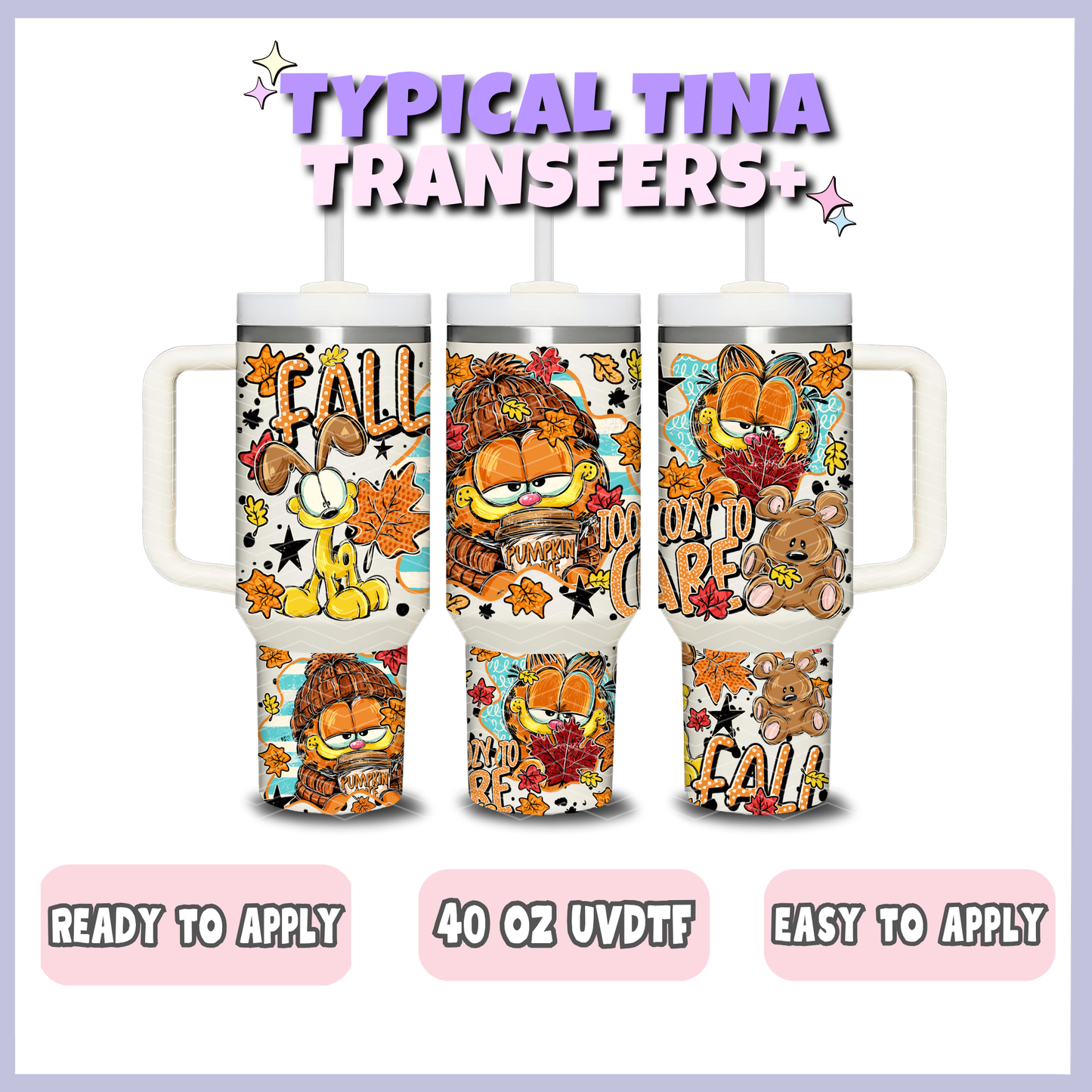 Fat cat - fall to cozy to care | 40oz UVDTF Wrap | POD