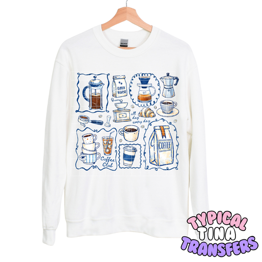 different coffee types stamps | DTF Transfers | POD