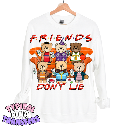 Friends Don't Die (bears on couch) | DTF Transfers | POD