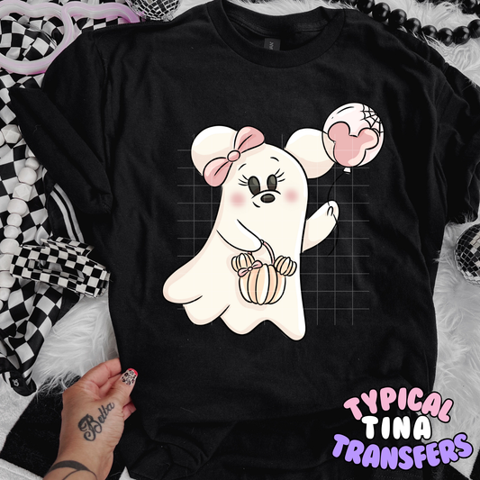 Min Ghost with balloon | DTF Transfer | 15" Adult