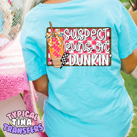 Suspect runs on D Donuts background | DTF Screen Print | POD