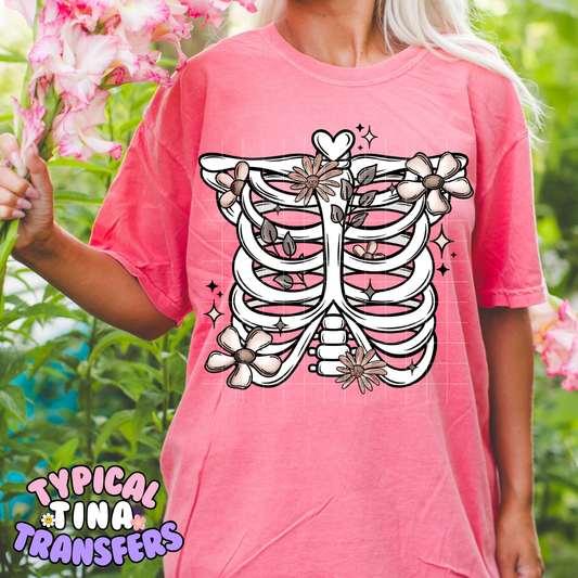 Ribcage and Florals | DTF Screen Print | POD
