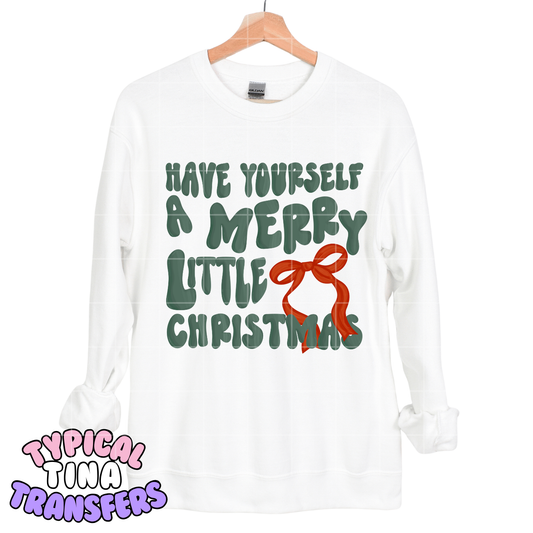 Have yourself a merry little christmas red bow | DTF Screen Print | POD