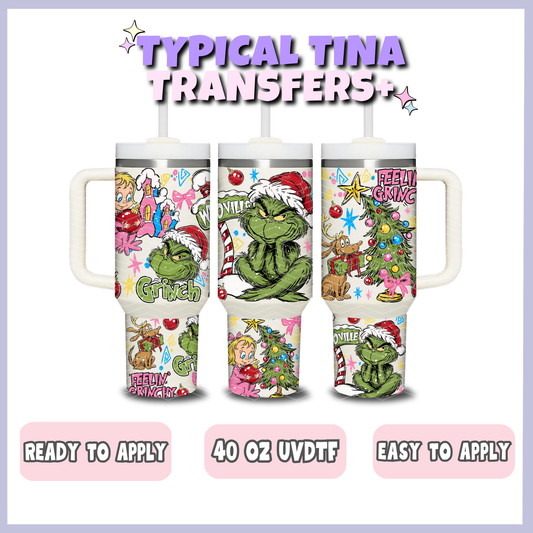 Green guy with Santa hat | 40oz UVDTF Wrap | POD