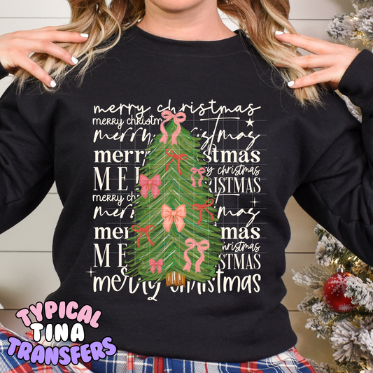 Merry christmas ribbon trees | DTF Transfer | POD