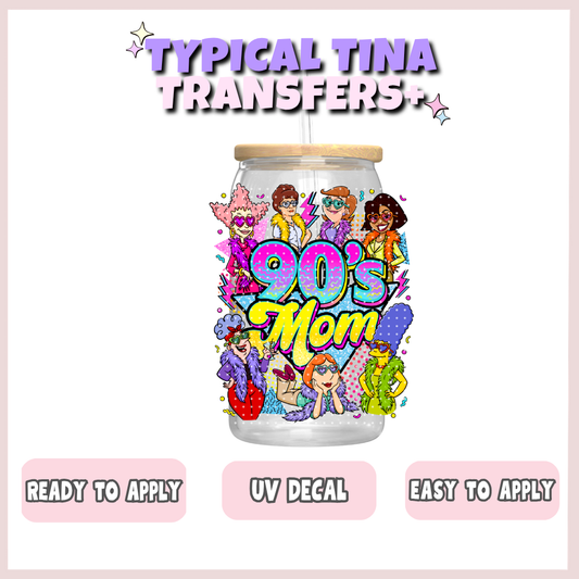 90'S Mom cartoon | UV decals | POD