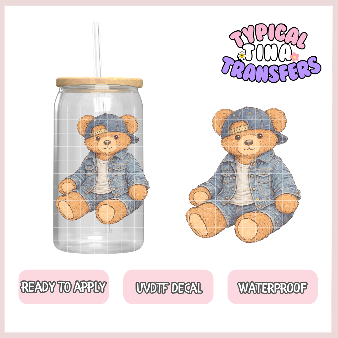 Teddy bear in jeans | UV decals | POD