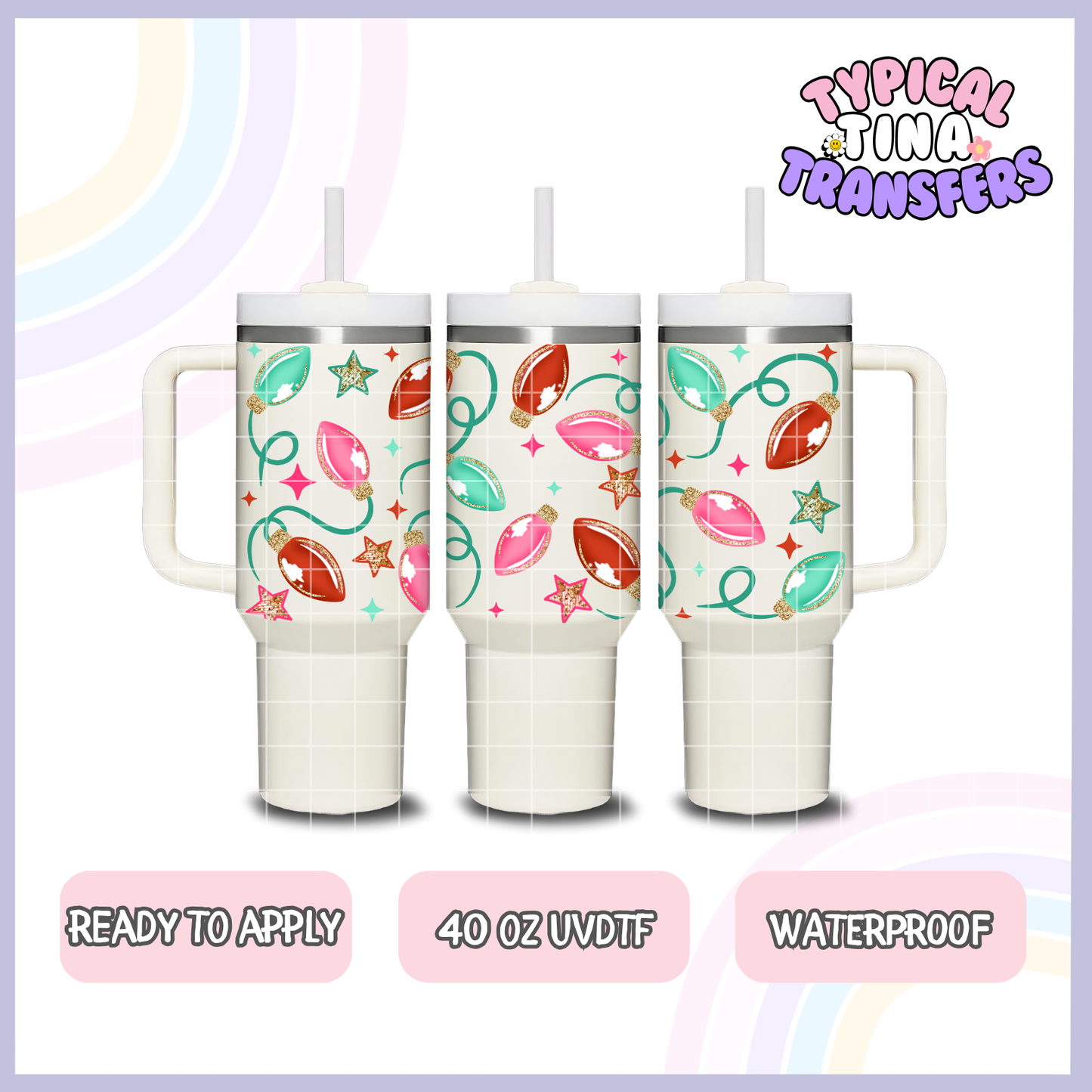 Christmas lights large | 40oz UVDTF Wrap | POD