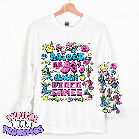 Raised on 90's classic video games (color vibe) | DTF Transfer | POD