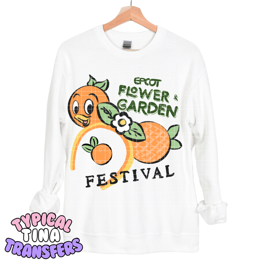 Flower Garden Festival Orange | DTF Transfers | POD