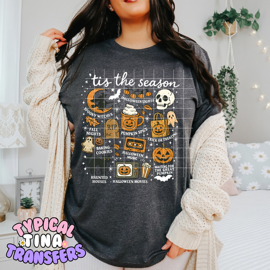 Tis the Season Halloween doodle | DTF Transfer | 15" Adult