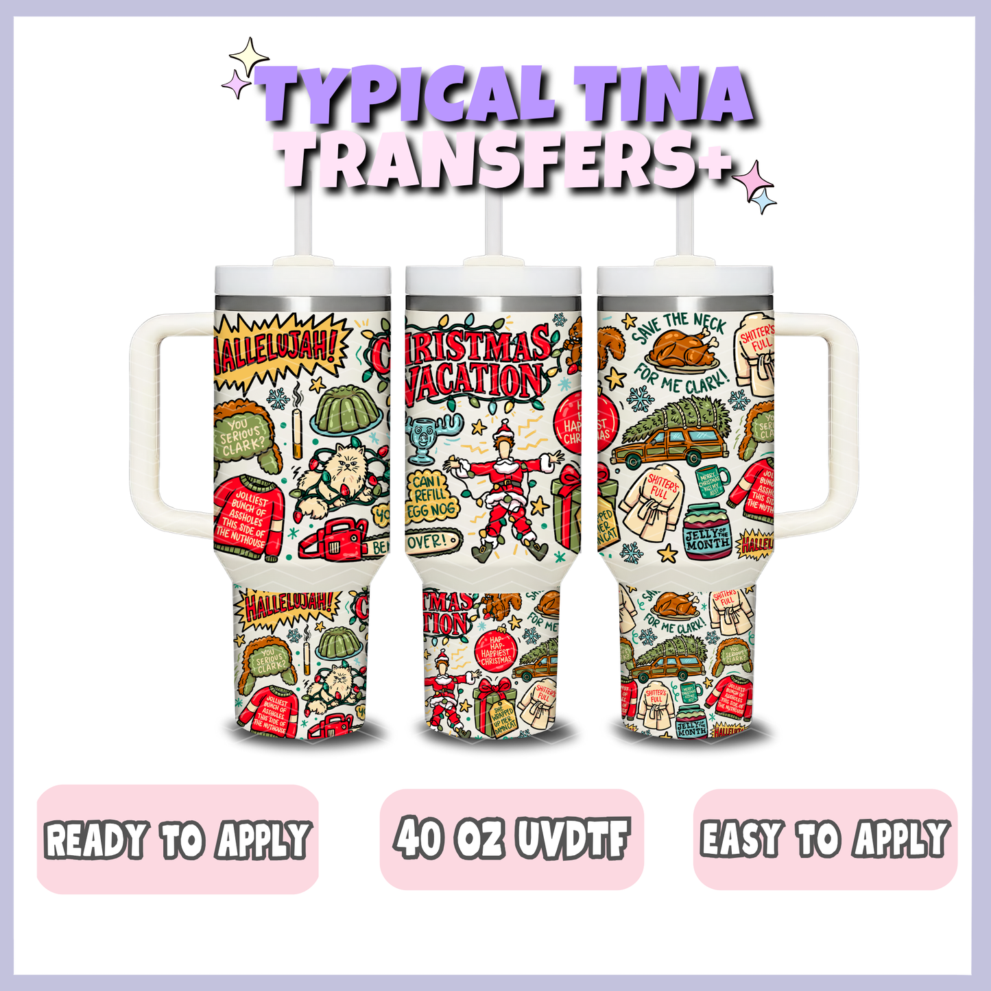 Xmas Doodle - Xmas vacay | 40oz UVDTF Wrap | POD