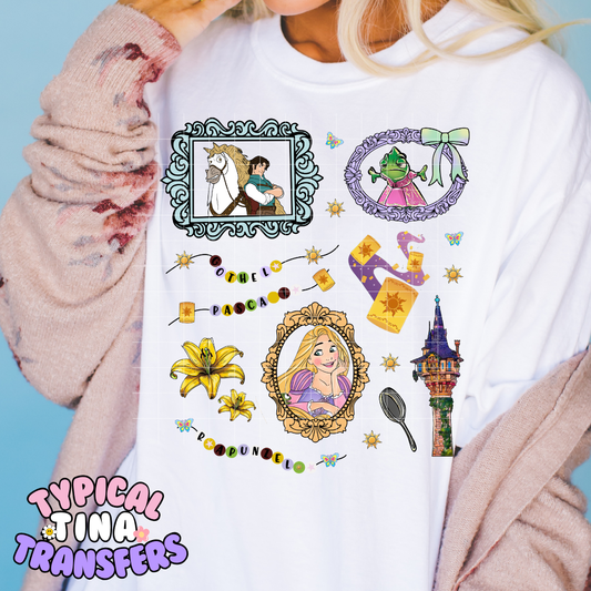 Punzel Frames and Bracelets | DTF Transfer | 9" Youth