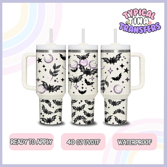 Bats and purple moons | 40oz UVDTF Wrap | POD