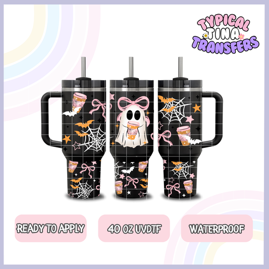 Coquette ghost webs and coffee | 40oz UVDTF Wrap | POD