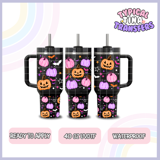 Orange and pink pumpkins | 40oz UVDTF Wrap | POD