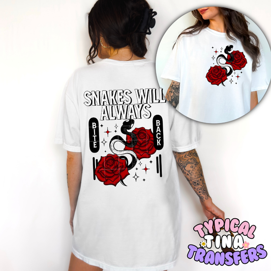 Snakes Bite Back | DTF Screen Print | POD - choose design