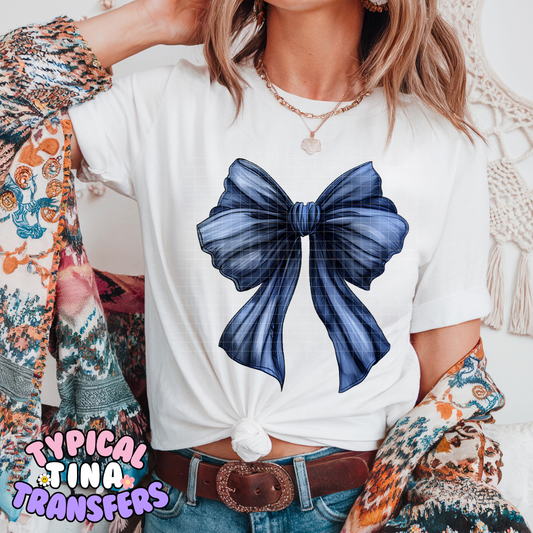 Blue Coquette Bow | Adult 11" DTF Screen Print | POD