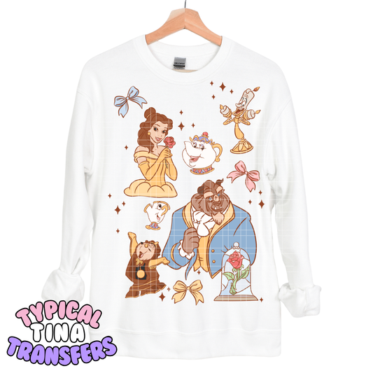 Beauty character mural with bows | DTF Transfers | POD