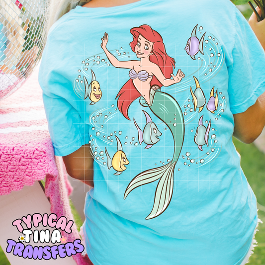Mermaid with the bubbles |  DTF Transfer | POD - choose design color