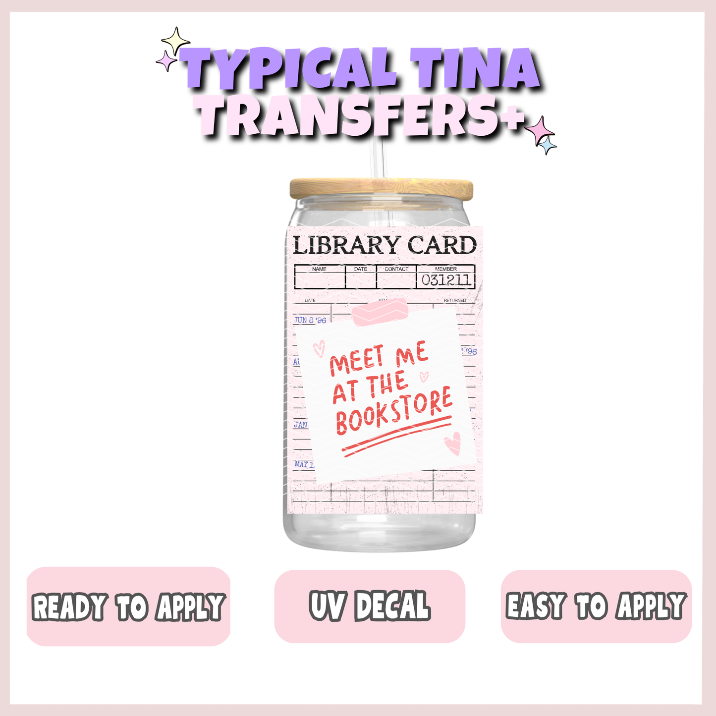 Library card - meet me at the bookstore | UV decals | POD