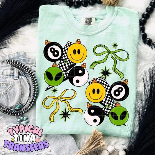 Smile, eightball christmas ornaments | DTF Transfer | POD