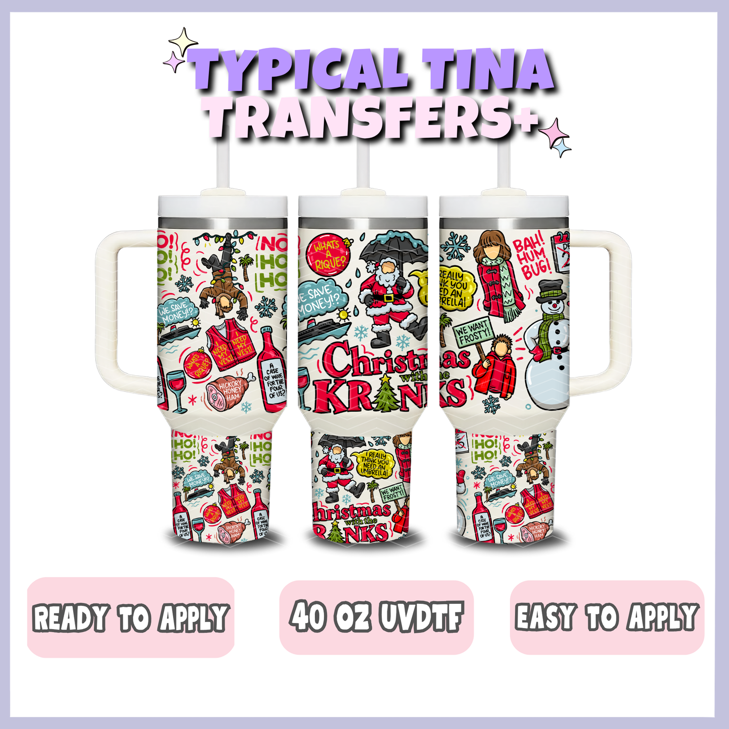 Xmas Doodle - Xmas K framily | 40oz UVDTF Wrap | POD