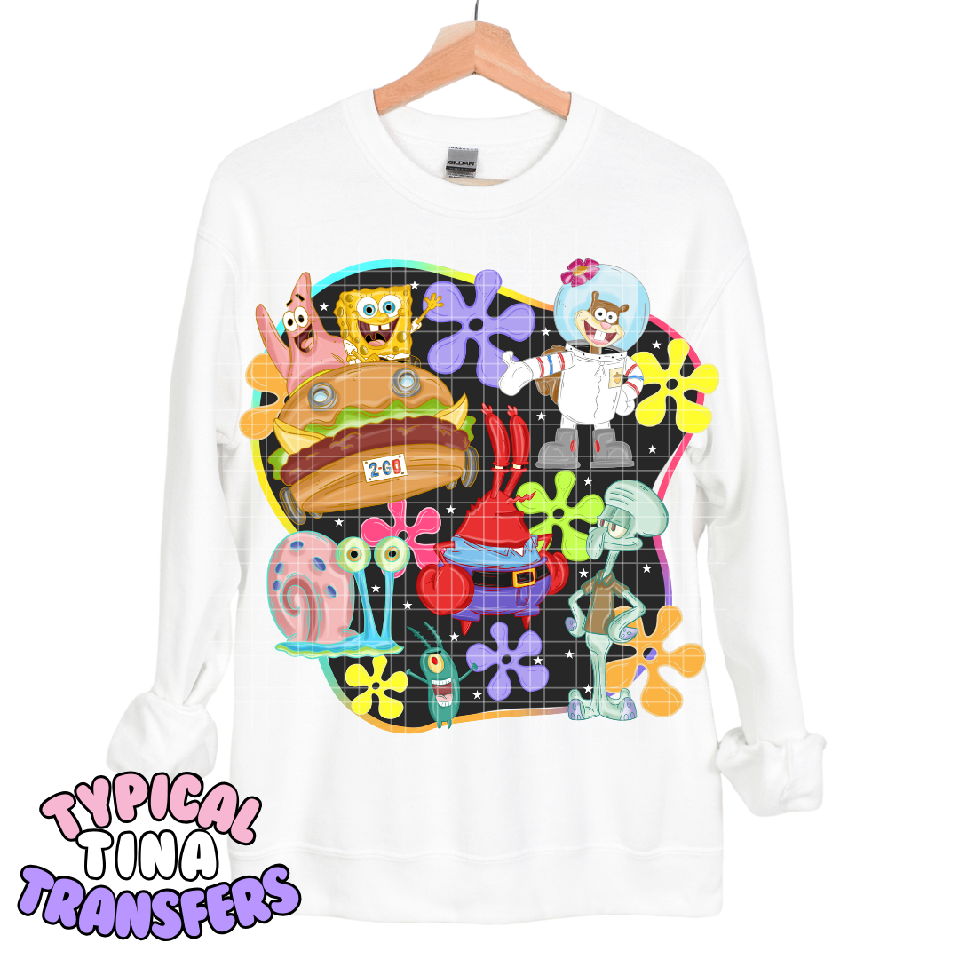 Bob the Sponge and Friends (black background) | DTF Transfers | POD