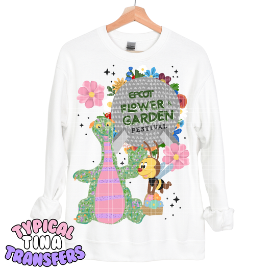 Flower Garden with Dragon | DTF Transfers | POD