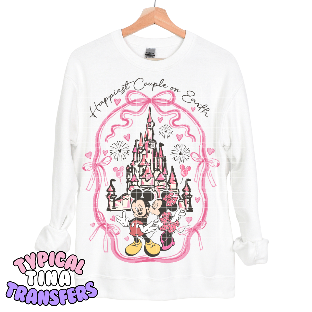 Happiest couple on earth pink castle | DTF Transfers | POD
