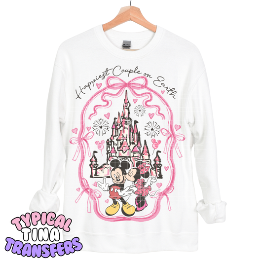 Happiest couple on earth pink castle | DTF Transfers | POD