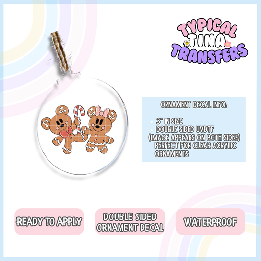 PreSale UVDTF | GingerBread Mouse Cookies | 3" Ornament Decal