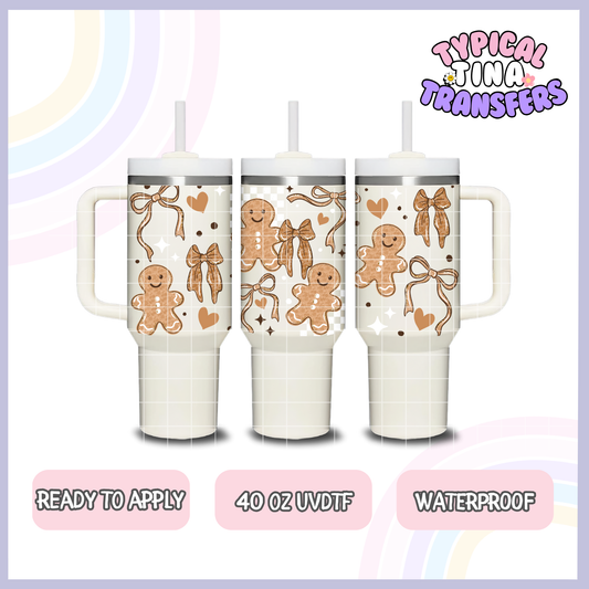 Gingerbread and bows | 40oz UVDTF Wrap | POD