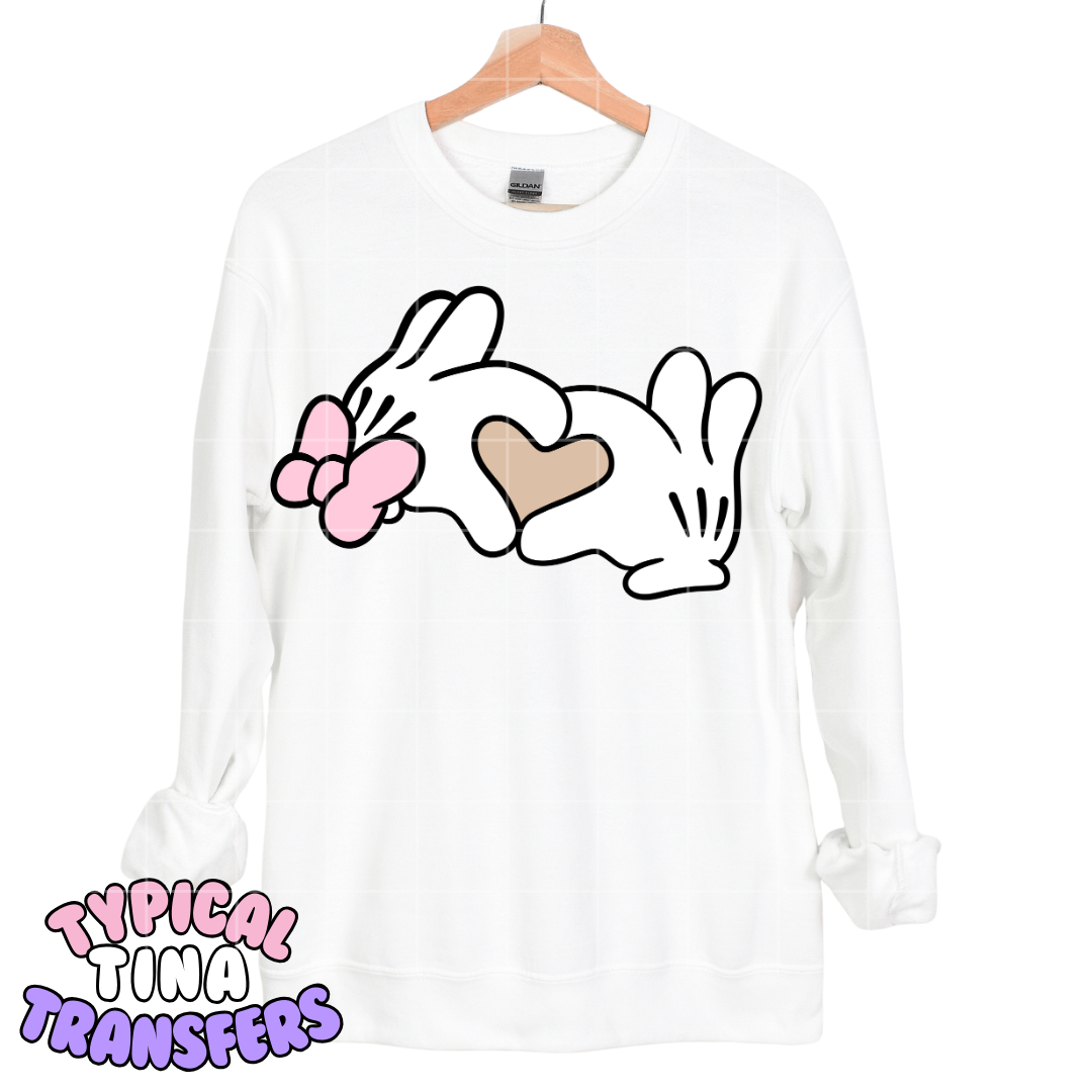 Heart Hands MM pink bow | DTF Transfers | POD