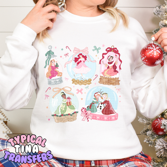 Christmas Snowglobe Princesses | DTF Transfer | POD