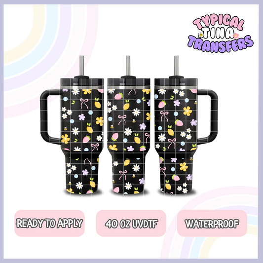 Flower, Bees and bows | 40oz UVDTF Wrap | POD